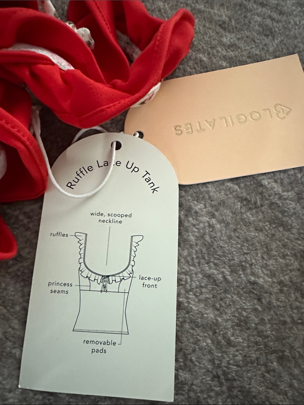 Blogilates Red Ruffle Tie-Front Tank Top - Picture 6 of 6